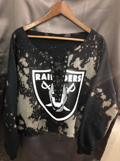 Handmade Las Vegas Raiders Lace Up Sweatshirt