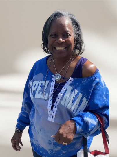 “The Dot” Ms. Dottie’s Spelman Glitter on Royal Lace Up Sweatshirt