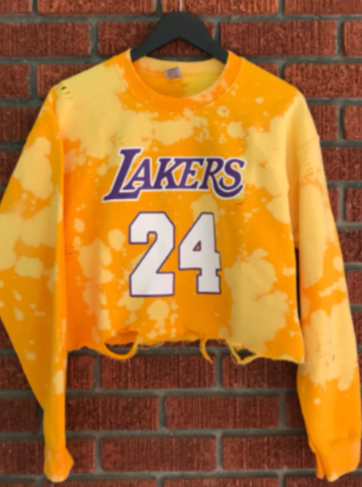 Handmade Lakers 24 Lightly Distressed Crew Sweatshirt