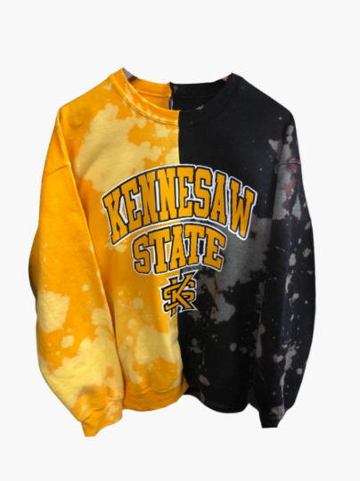 Handmade Kennesaw State Half and Half Crew Neck Sweatshirt