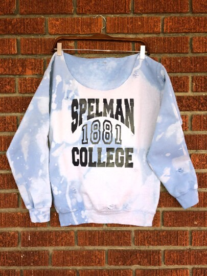 Handmade Spelman 1881 College Distressed Off Shoulder Sweatshirt