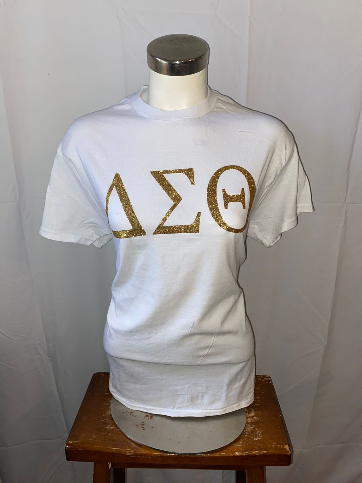 Golden Glitter ΔΣΘ DST Greek Symbols on White Classic T-Shirt, ΔΣΘ DST Greek Symbols T-Shirt