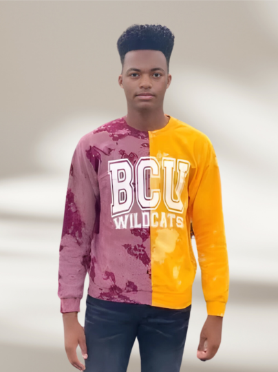 Handmade Bethune Wildcats Half and Half Unisex Crewneck Sweatshirt