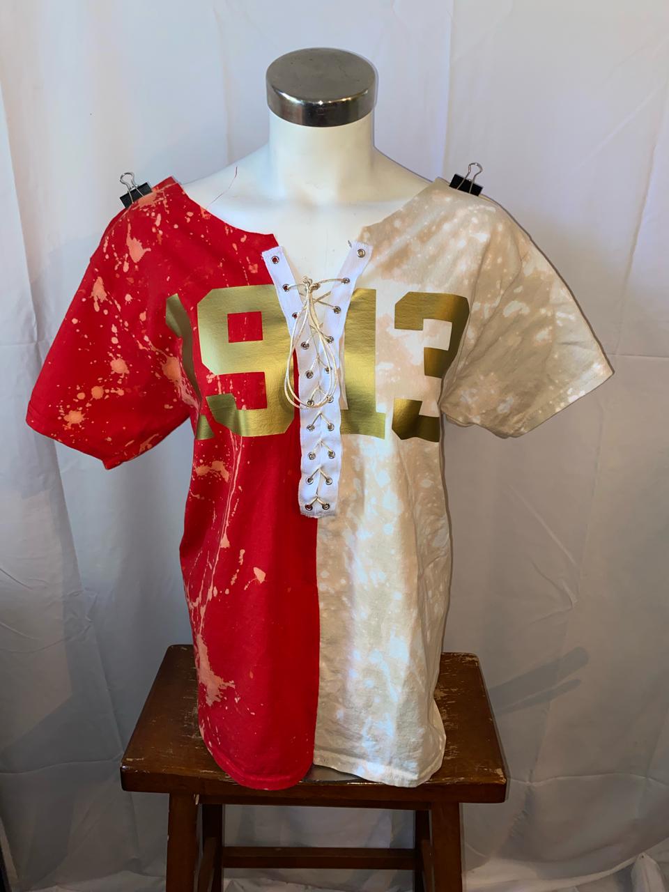 The Strawberry Shortcake Glitter or Matte Gold Lace Up T-Shirt