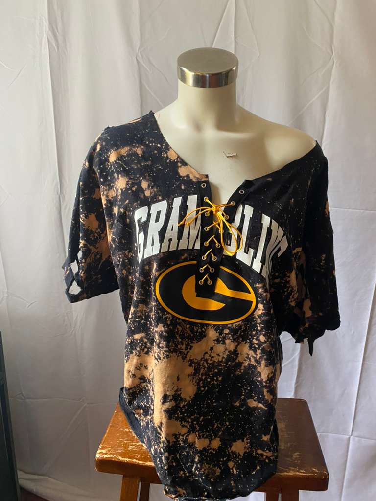 Handmade Grambling State University Lace Up T-Shirt in Black