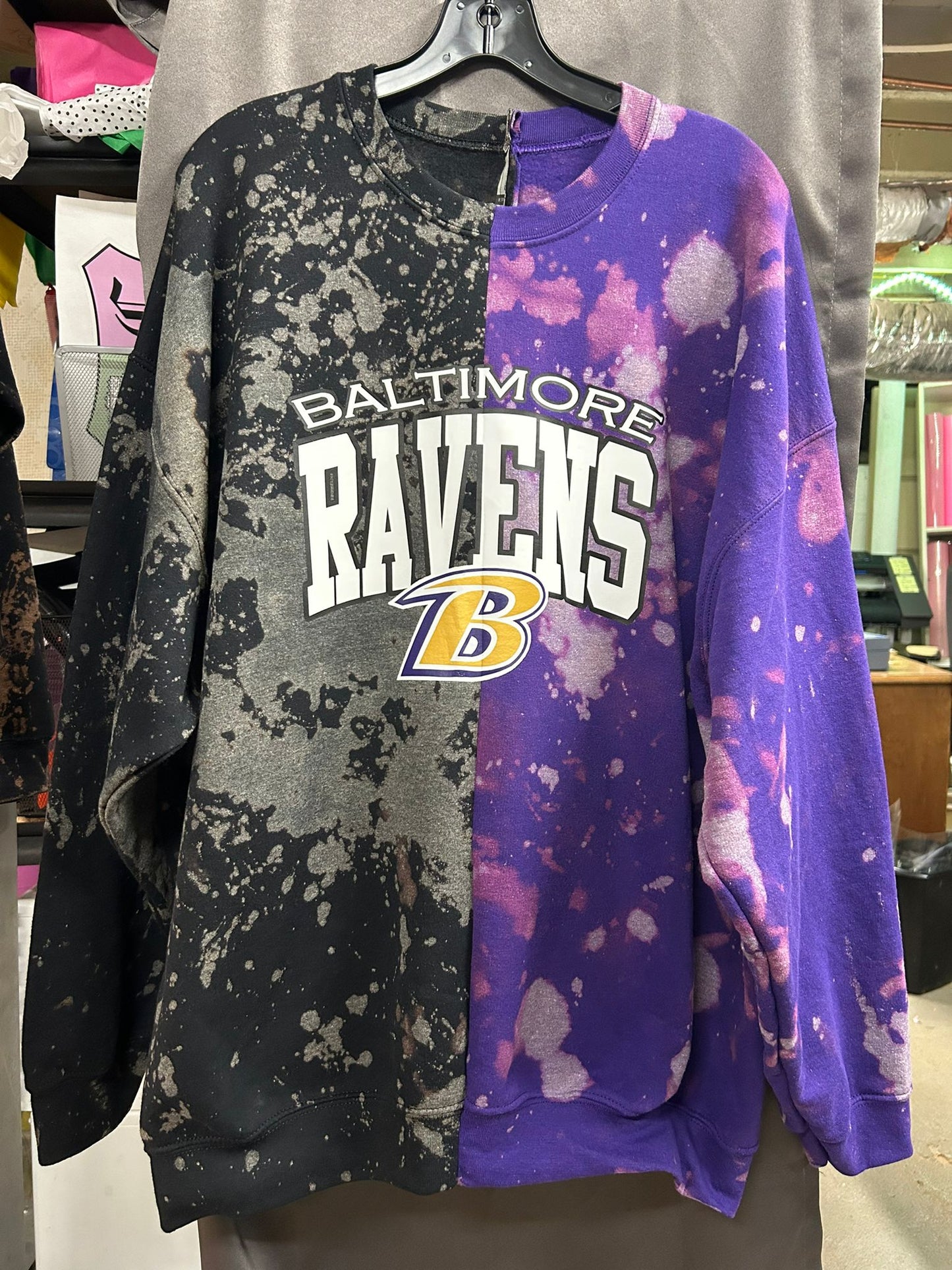 Handmade Baltimore Ravens Half and Half Sweatshirt
