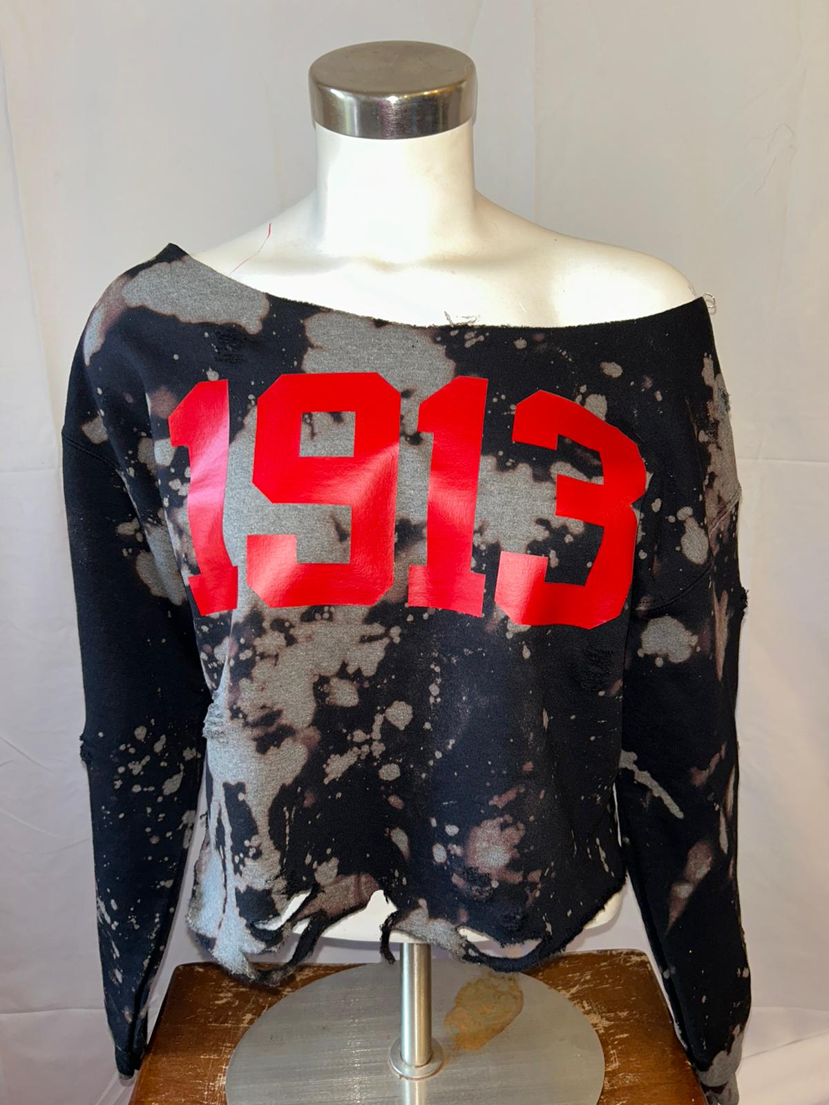 Handmade 1913 DST Red on Black Customizable Sweatshirt