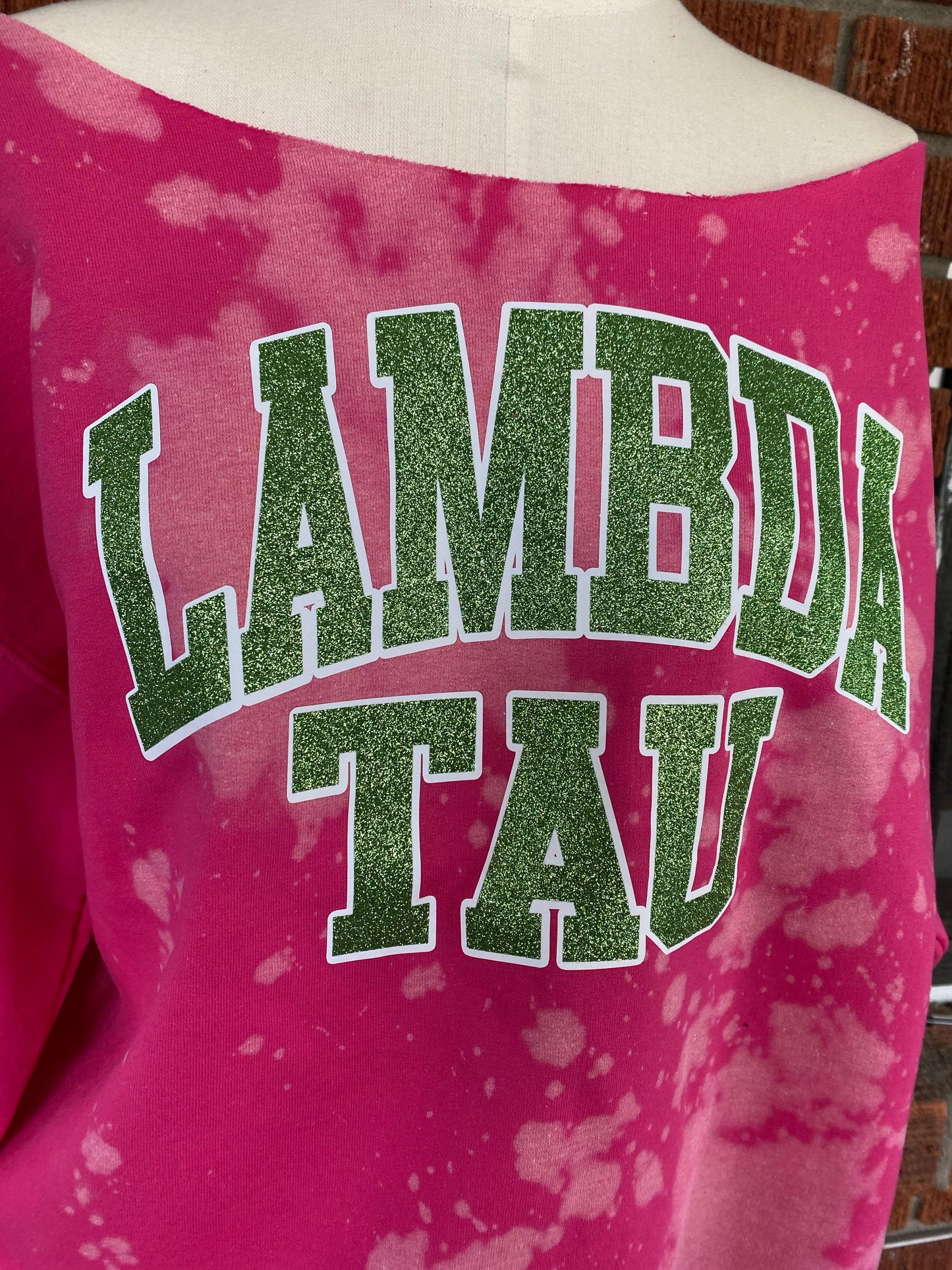 Handmade Lambda Tau Glitter AKA Blossom Crew Neck or Off-Shoulder Sweatshirt