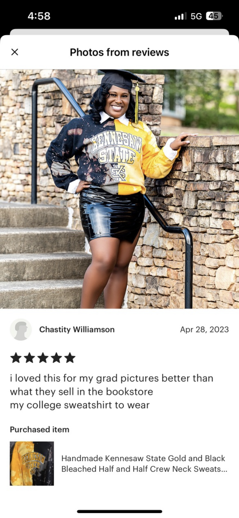 Handmade Kennesaw State Half and Half Crew Neck Sweatshirt