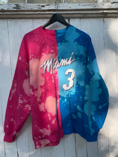 Handmade Miami Heat Half and Half T-shirt or Crew