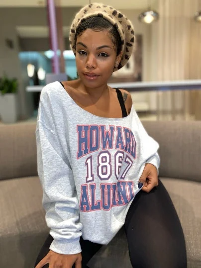 Ninti Handmade Howard 1867 Alumni or Alumna Crew Neck or Off Shoulder Vintage Lightweight Fleece Sweatshirt
