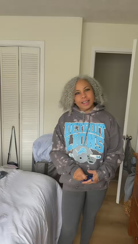 Sweatshirt with Pockets ,NFL,Handmade Detroit Lions Hand Bleached hoodie