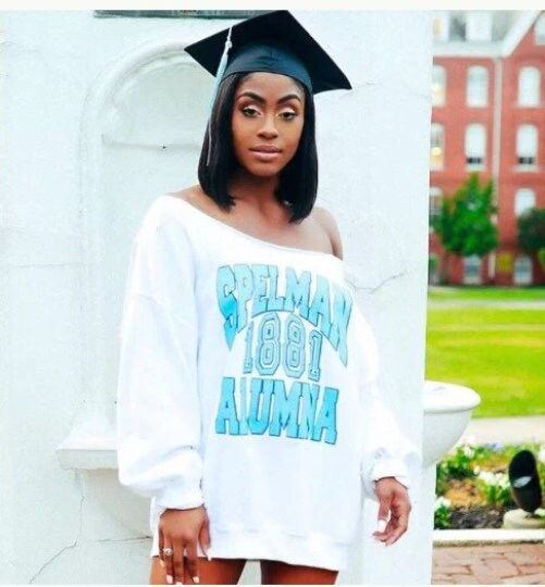 Handmade Spelman 1881 Alumna Off Shoulder Sweatshirt
