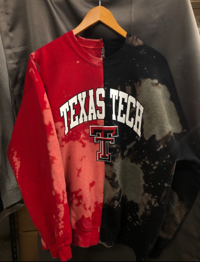 Handmade Texas Tech Half and Half Crewneck Sweatshirt