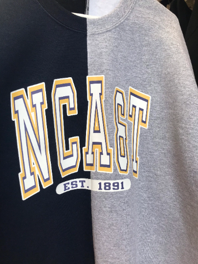 Handmade NCAT Ania NC A&T NCAT Half and Half Crew Neck Unisex Sweatshirt