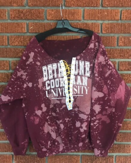 Handmade Bethune Cookman University Maroon White Lace Up Crop or Full Length Sweatshirt