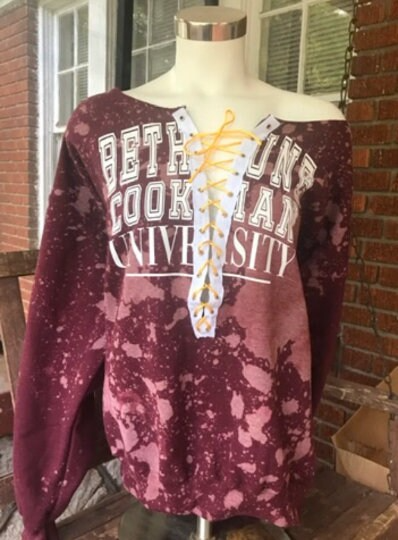 Handmade Bethune Cookman University Lace Up Crop or Full Length Sweatshirt