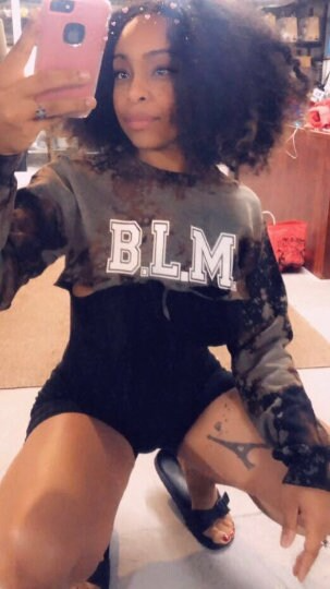 Support a Cause! Bold B.L.M. (Black Lives Matter) Handmade Crew Neck or Off Shoulder Super Crop Sweater