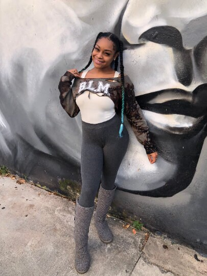 Support a Cause! Bold B.L.M. (Black Lives Matter) Handmade Crew Neck or Off Shoulder Super Crop Sweater