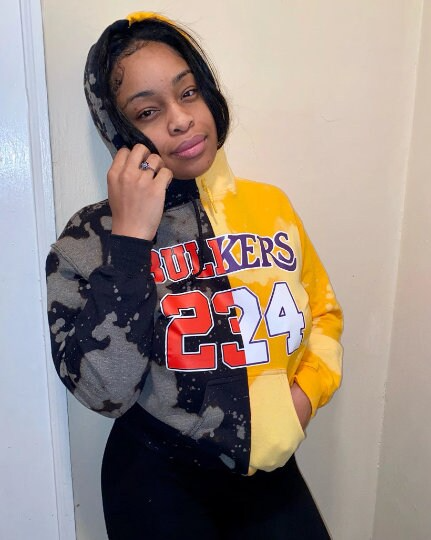Handmade BUL-KERS Bulls 23 Lakers 24 Jordan-Kobe Half and Half Hooded Sweatshirt