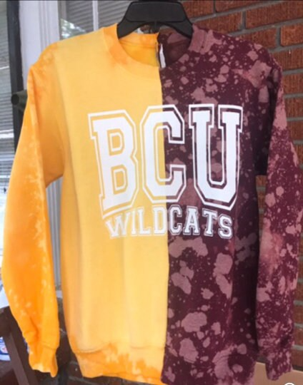 Handmade Bethune Wildcats Half and Half Unisex Crewneck Sweatshirt