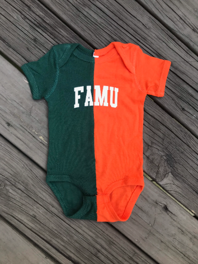 Handmade FAMU Baby Half and Half Rib Onesie Bodysuit