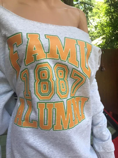 Handmade FAMU 1887 Alumni Off Shoulder or Crewneck Lightweight Sweatshirt