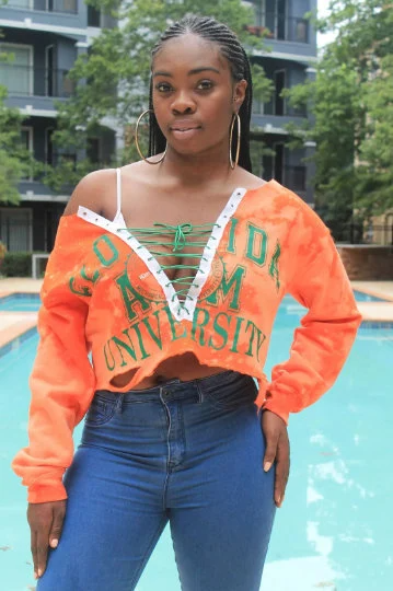 Handmade FAMU Lace Up Crop