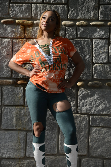 Handmade FAMU Lace Up Tee