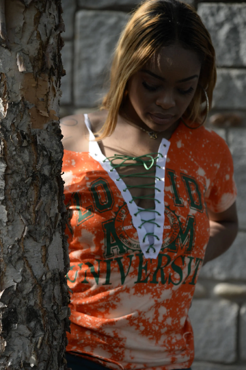 Handmade FAMU Lace Up Tee