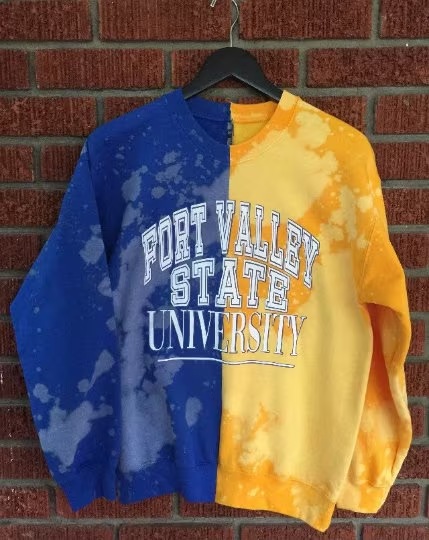 Handmade Fort Valley State University Half and Half Crew Neck Unisex Sweatshirt