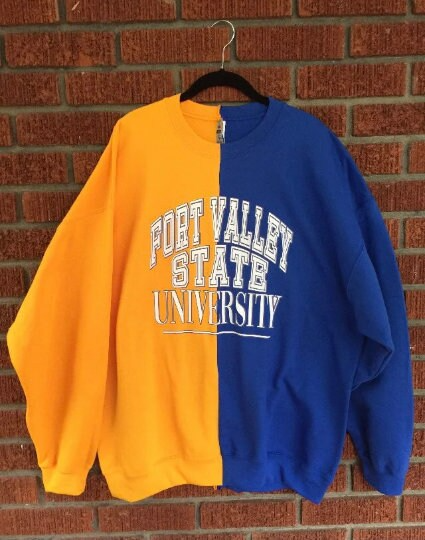 Handmade Fort Valley State University Half and Half Crew Neck Unisex Sweatshirt