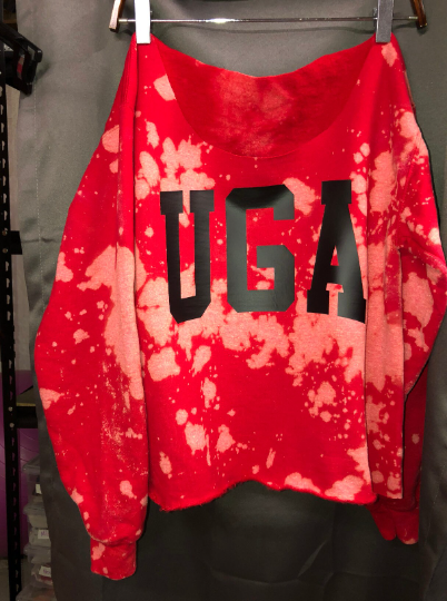 Handmade Georgia Off Shoulder Cropped Sweatshirt