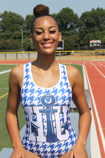 Hampton University Lace Up Bodysuit Anchor White Royal Houndstooth Pattern HU Handmade 1868