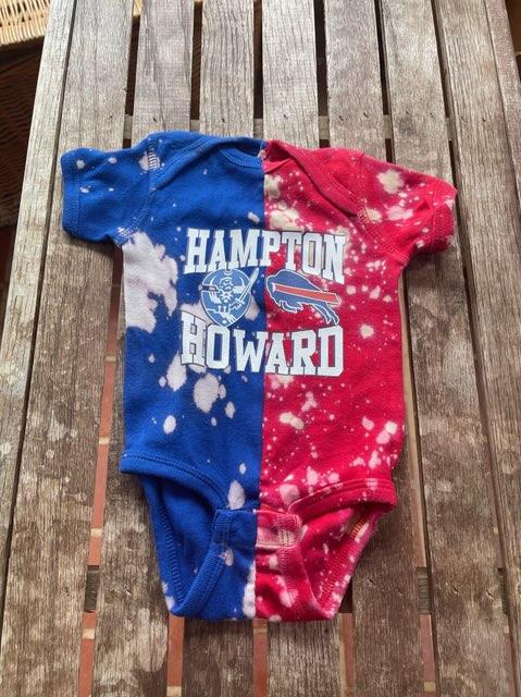 howard university hampton university HU baby onesie hand bleached handmade tie dye