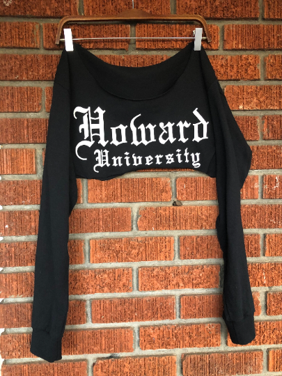 Howard University Super Crop or Crew Neck Long Sleeve T-Shirt
