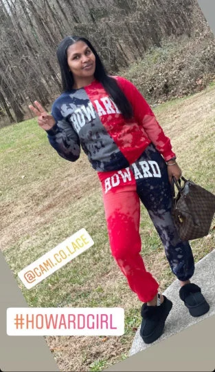 howard university hu 1867 red navy joggers sweatpants half and half color block