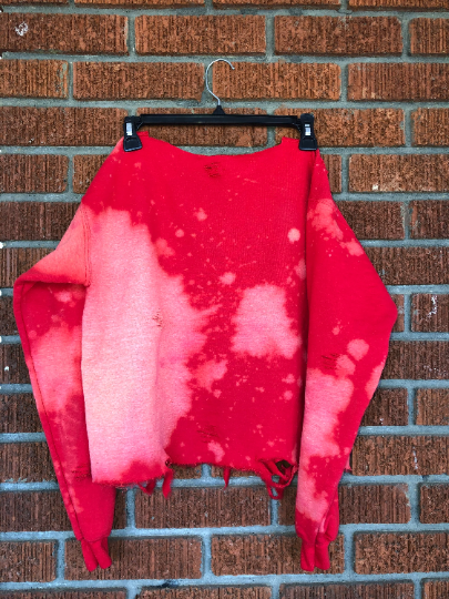 howard university hu 1867 red navy lace up sweater sweatshirt blouse with distress crop youth