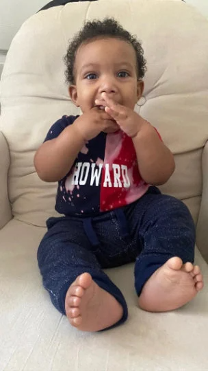 howard baby onesie HU red navy hand bleached handmade tie dye 1867