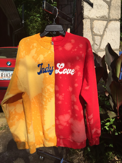 Handmade Indy Love Half and Half Crew Neck Unisex Sweatshirt