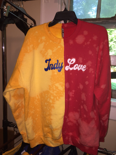 Handmade Indy Love Half and Half Crew Neck Unisex Sweatshirt
