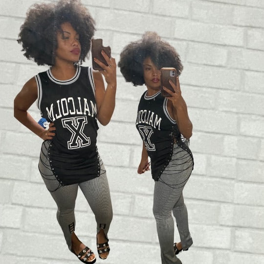 Handmade Malcom X Side Lace Sleeveless Jersey Top