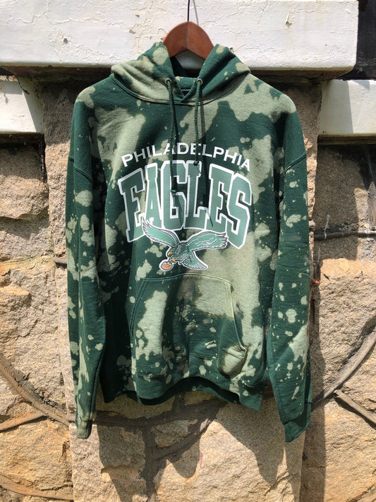Handmade Eagles Forest Green Hand Bleached Hoodie