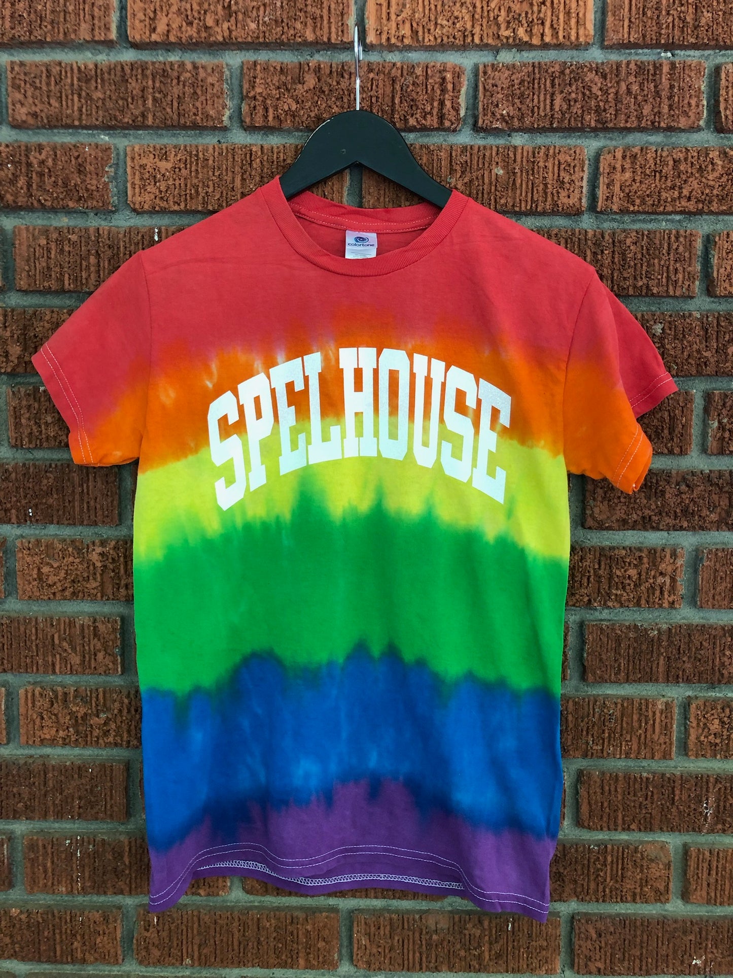 Handmade Spelhouse Pride Ombre Rainbow Crew Fringe or Spider Web Back Design T-Shirt