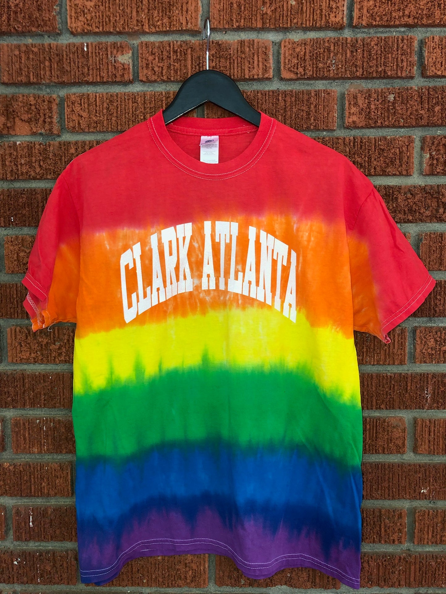 Handmade Clark Atlanta Pride Ombre Rainbow Crew Fringe or Spider Web Back Design T-Shirt