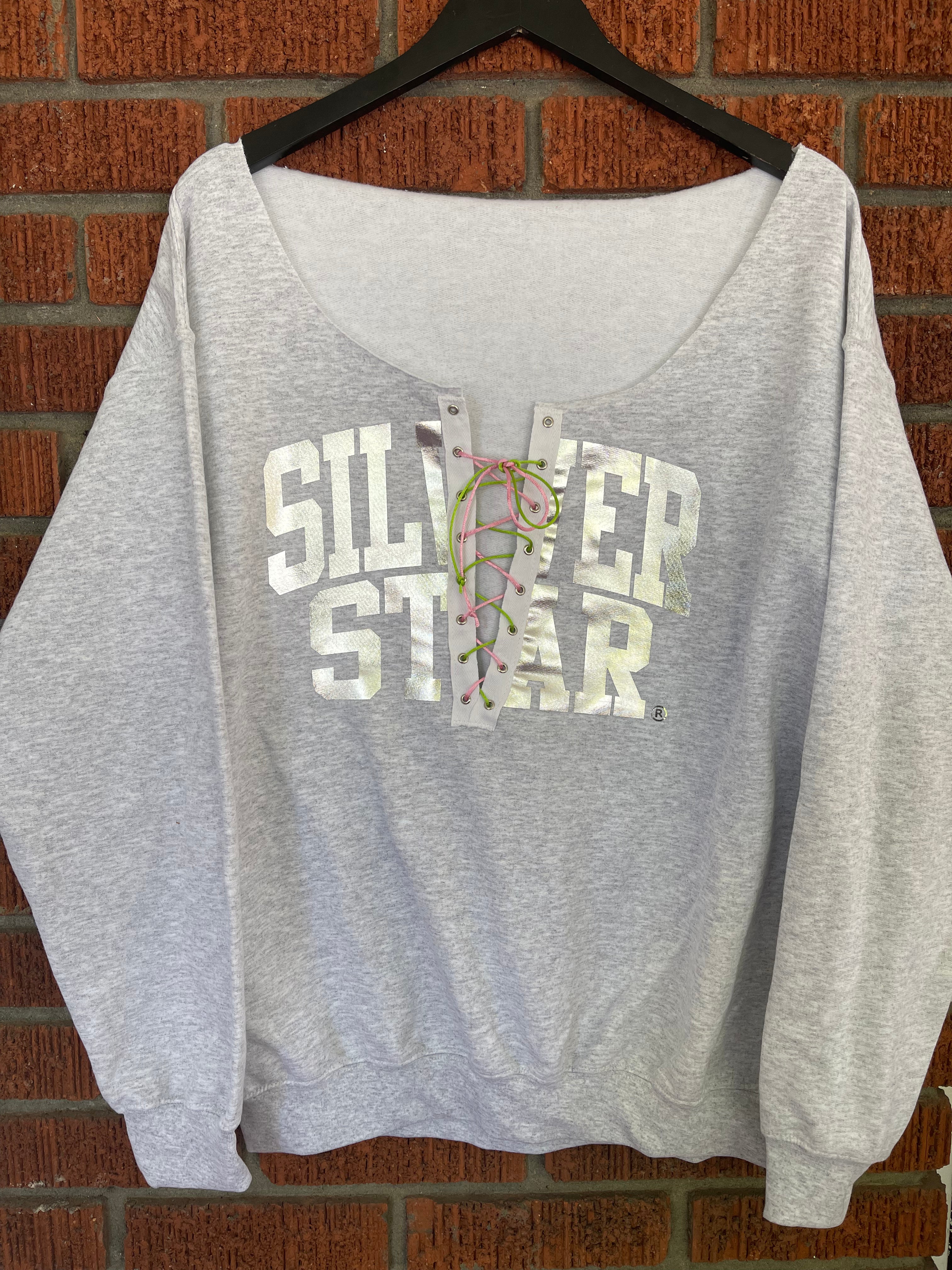 Handmade AKA Silver Star Lace Up Sweatshirt