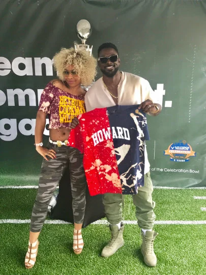 Howard University HU 1867 half and half color block tee shirt t-shirt handmade hand bleached tie dye