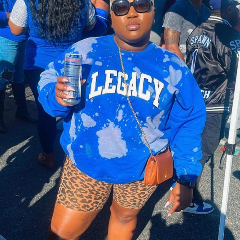 Handmade Zeta Phi Beta Legacy Hand Bleached Royal Sweatshirt