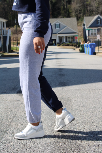 Handmade NCAT Ania/ Spelman Lyneezy Half and Half Drawstring Cuffed Classic Style Sweat Pants