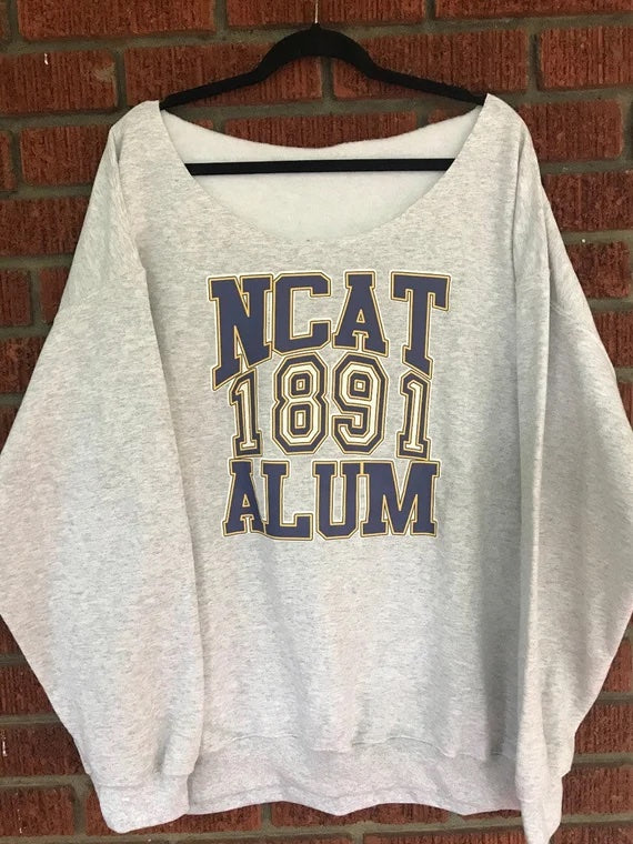 Handmade NCAT Imani NC A&T Off Shoulder Lightweight Sweatshirt